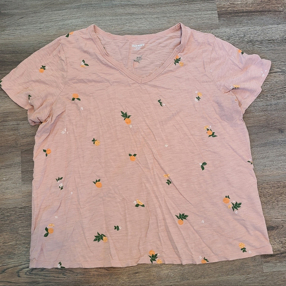 Old Navy Peach Floral Short Sleeve Tee - Tall